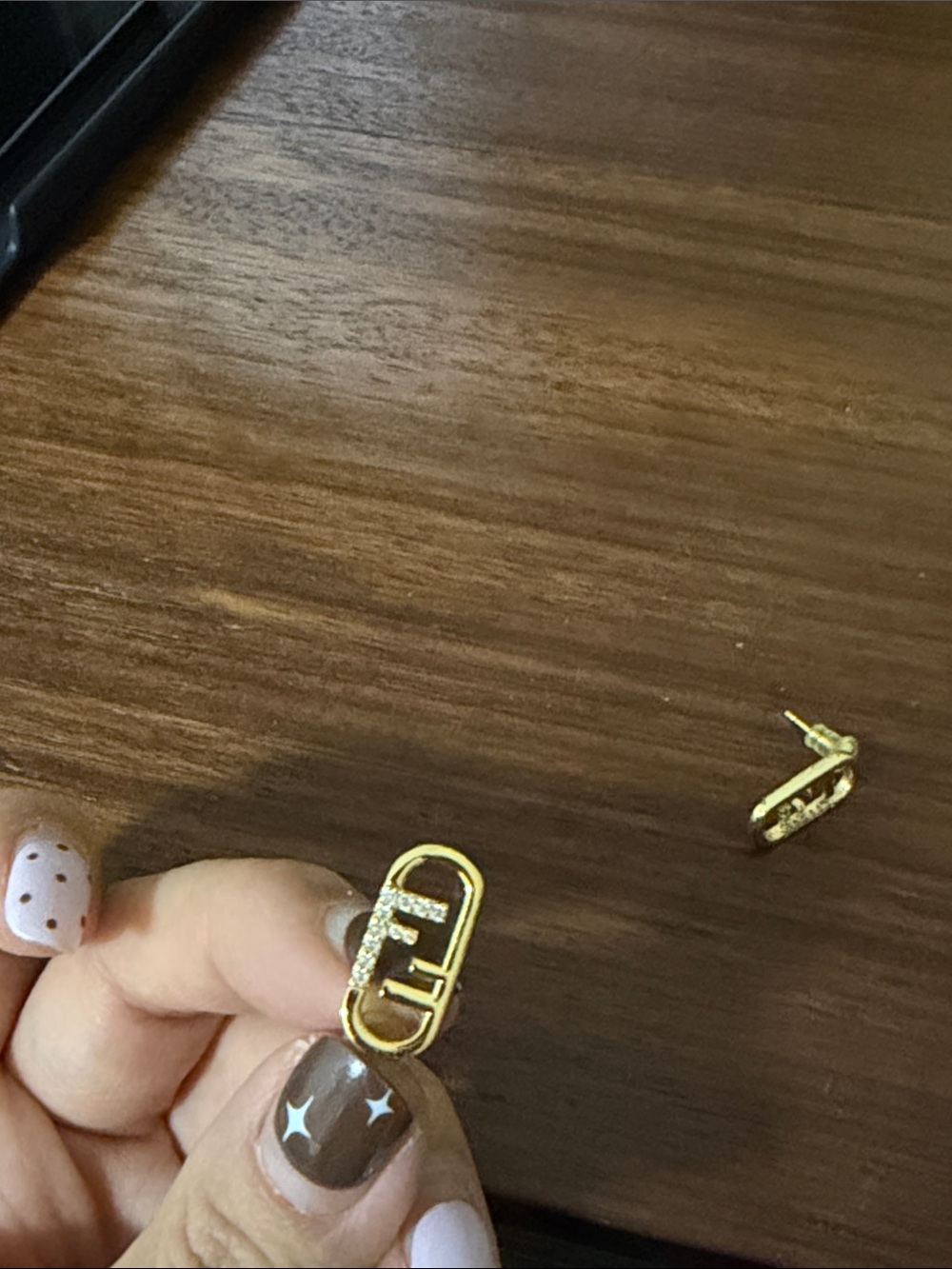 Gold Tone Women's Clip-On Earrings with Crystal Accents - Picture 5 of 6